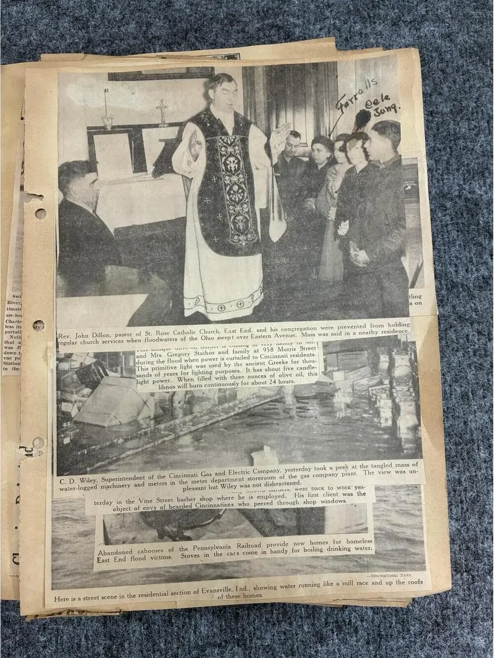 Huge 1937 Ohio River Flood Scrapbook 100pgs Photos Cincinnati Rising Sun IN OH